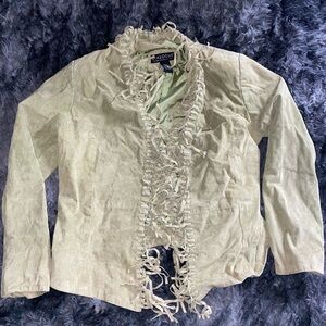 Dialogue Women's Light Cream Ruffled Blazer